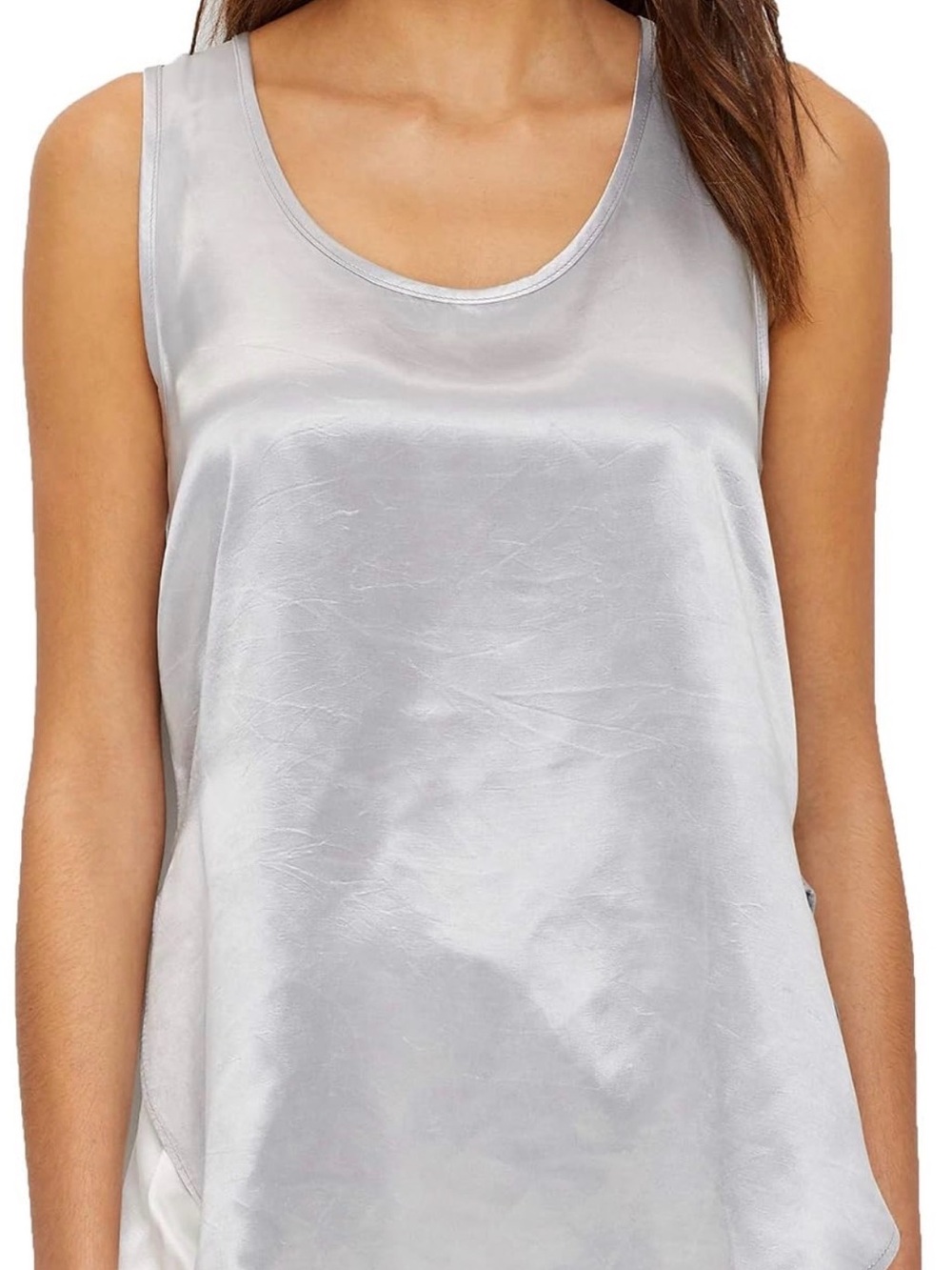 PJ Harlow Jackie Dark Silver Satin Scoop Neck Sleep Tank - new w tags